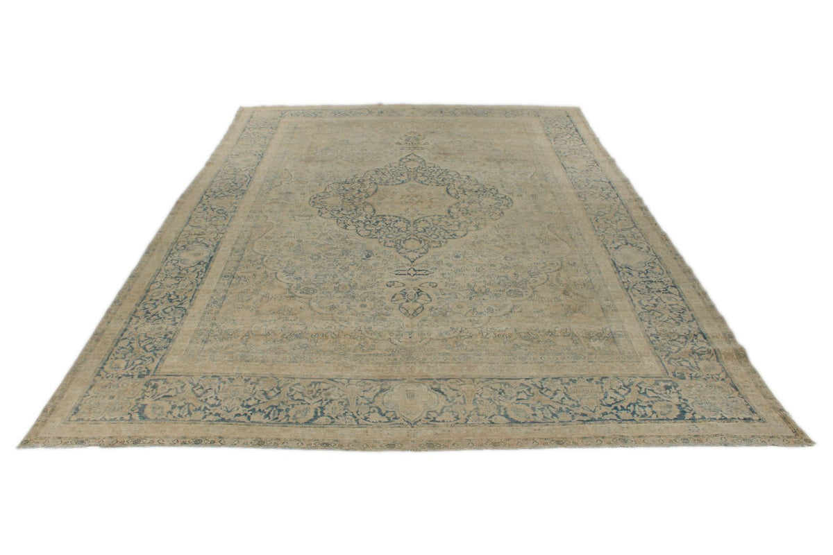 11x16 Ivory and Light Blue Turkish Oushak Rug