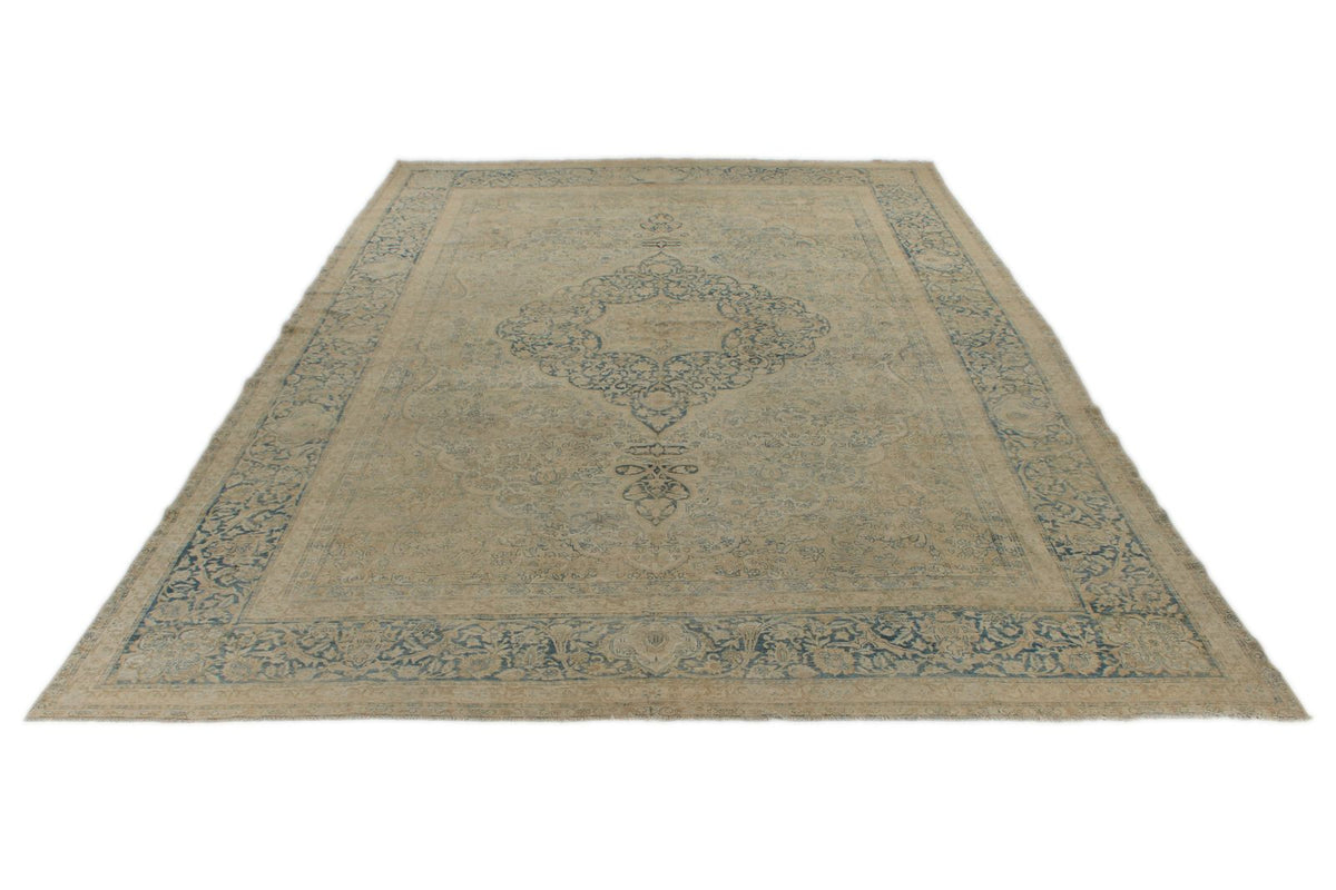 11x16 Ivory and Light Blue Turkish Oushak Rug