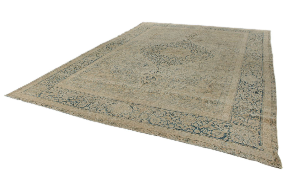 11x16 Ivory and Light Blue Turkish Oushak Rug