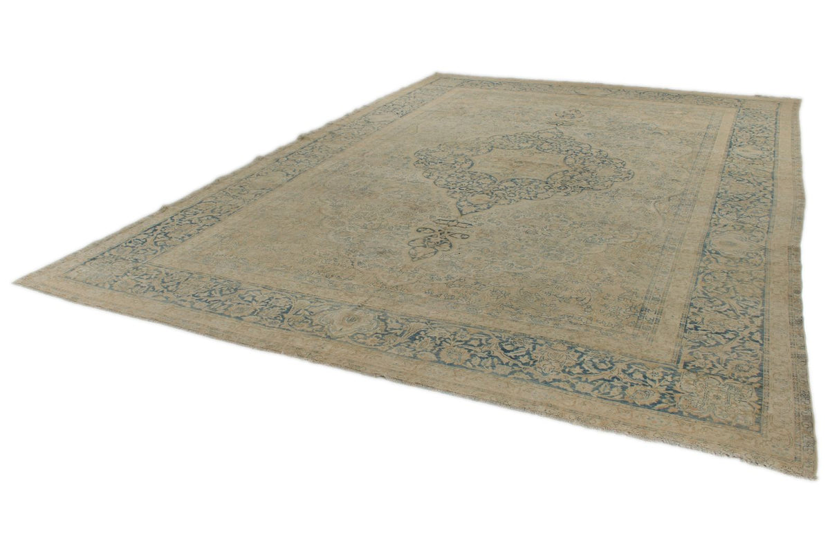 11x16 Ivory and Light Blue Turkish Oushak Rug