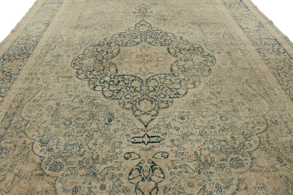 11x16 Ivory and Light Blue Turkish Oushak Rug