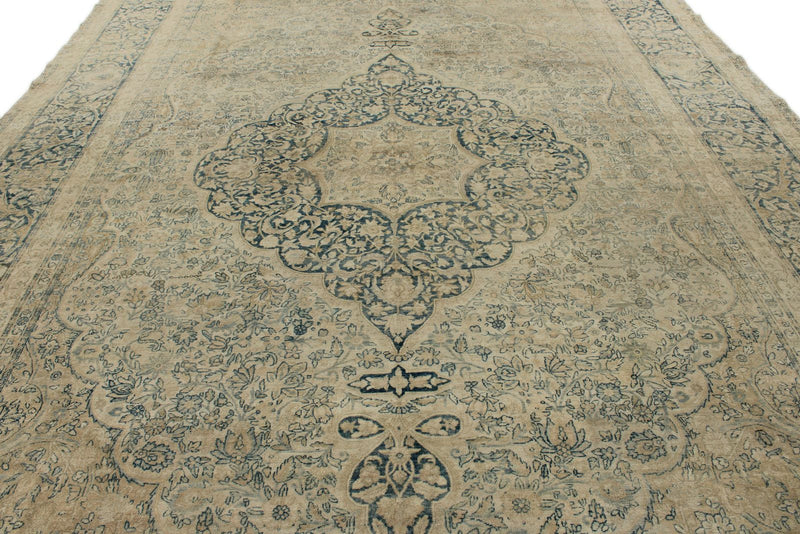 11x16 Ivory and Light Blue Turkish Oushak Rug