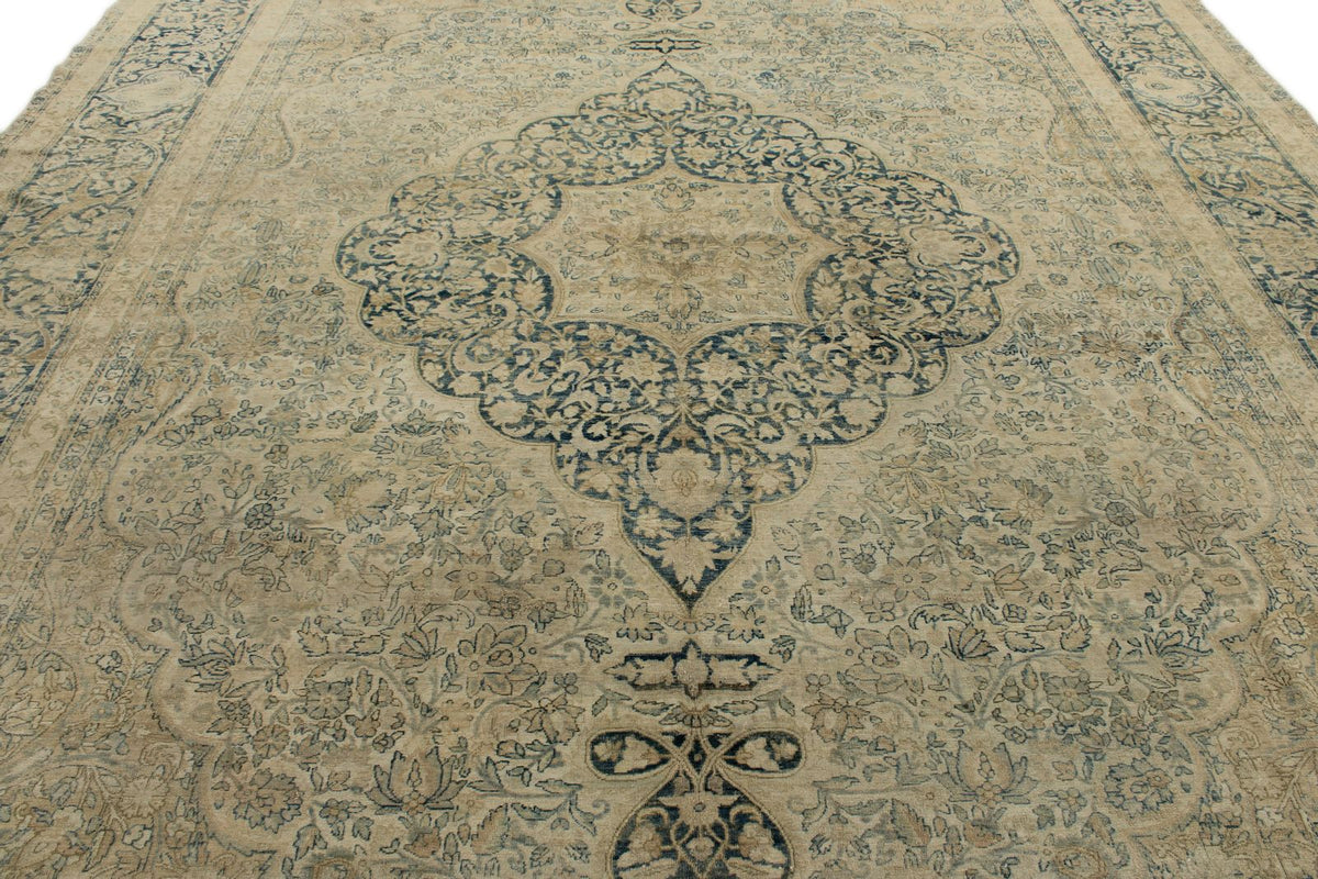 11x16 Ivory and Light Blue Turkish Oushak Rug