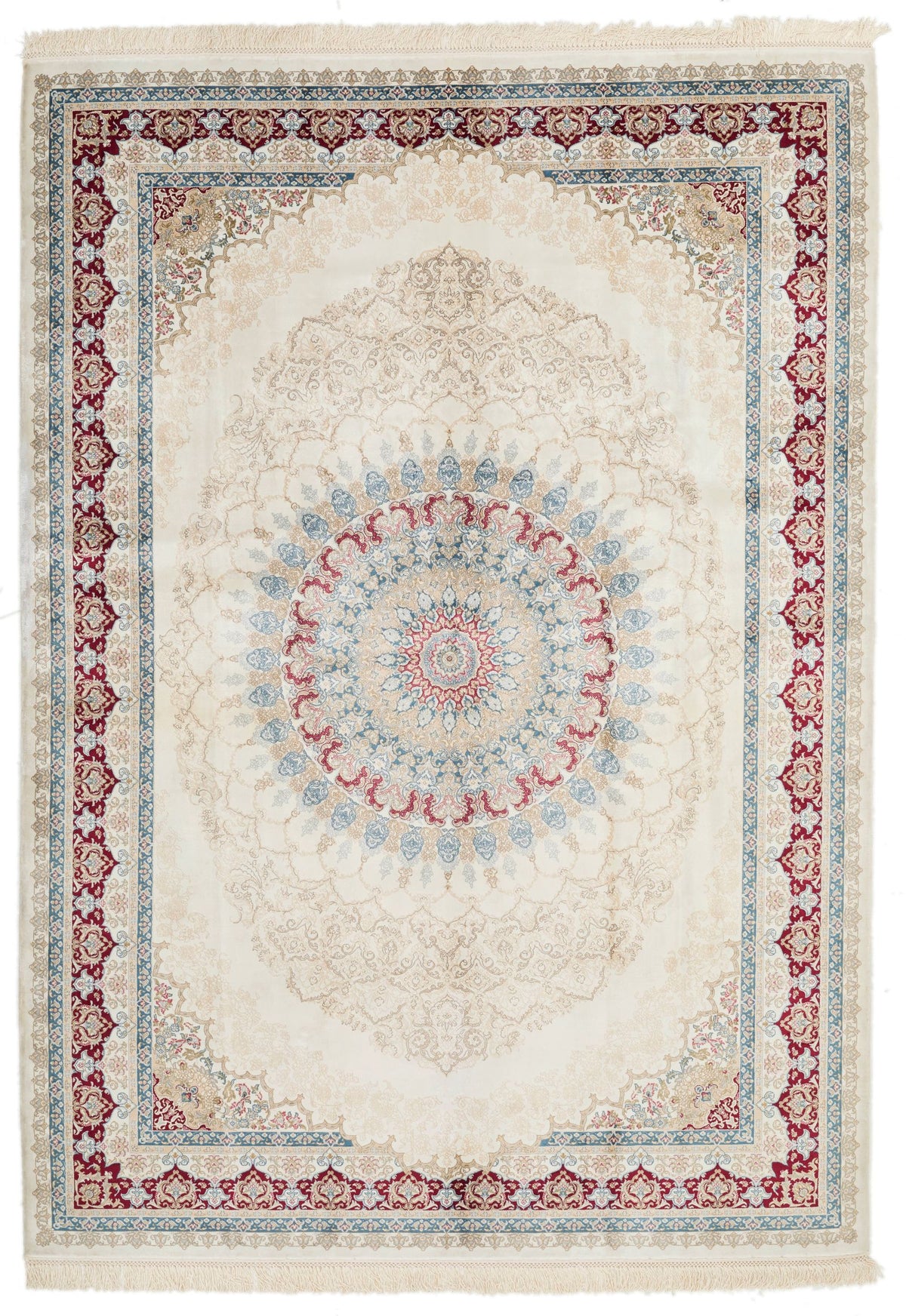 6x8 Ivory and Red Turkish Antep Rug
