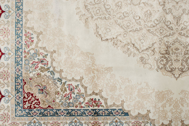 6x8 Ivory and Red Turkish Antep Rug