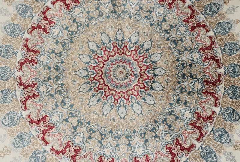 6x8 Ivory and Red Turkish Antep Rug