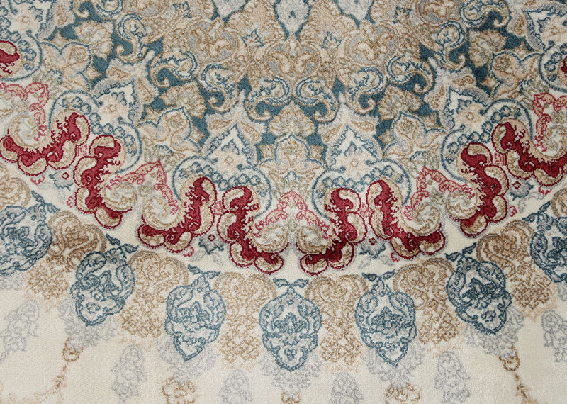 6x8 Ivory and Red Turkish Antep Rug