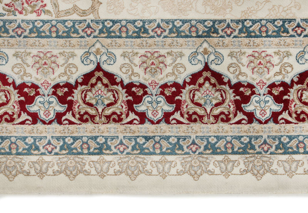 6x8 Ivory and Red Turkish Antep Rug