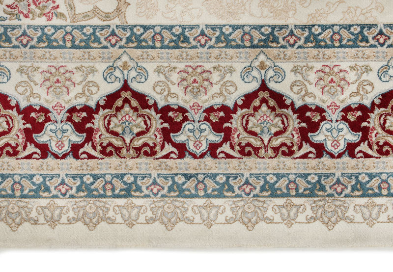 6x8 Ivory and Red Turkish Antep Rug