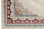 6x8 Ivory and Red Turkish Antep Rug