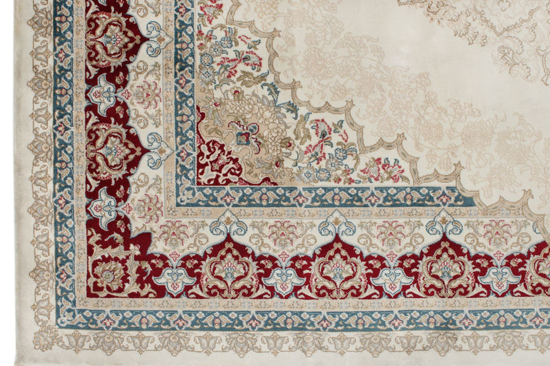 6x8 Ivory and Red Turkish Antep Rug