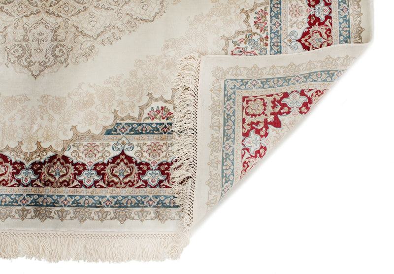 6x8 Ivory and Red Turkish Antep Rug