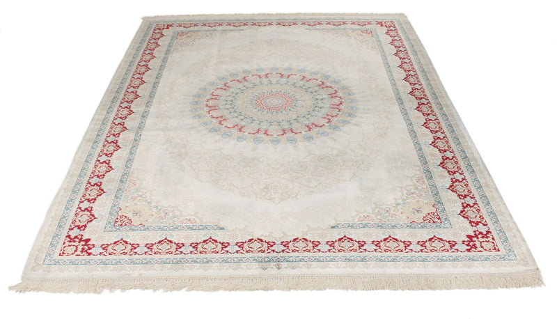 6x8 Ivory and Red Turkish Antep Rug