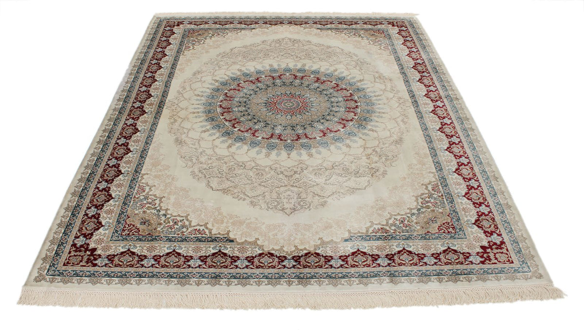 6x8 Ivory and Red Turkish Antep Rug
