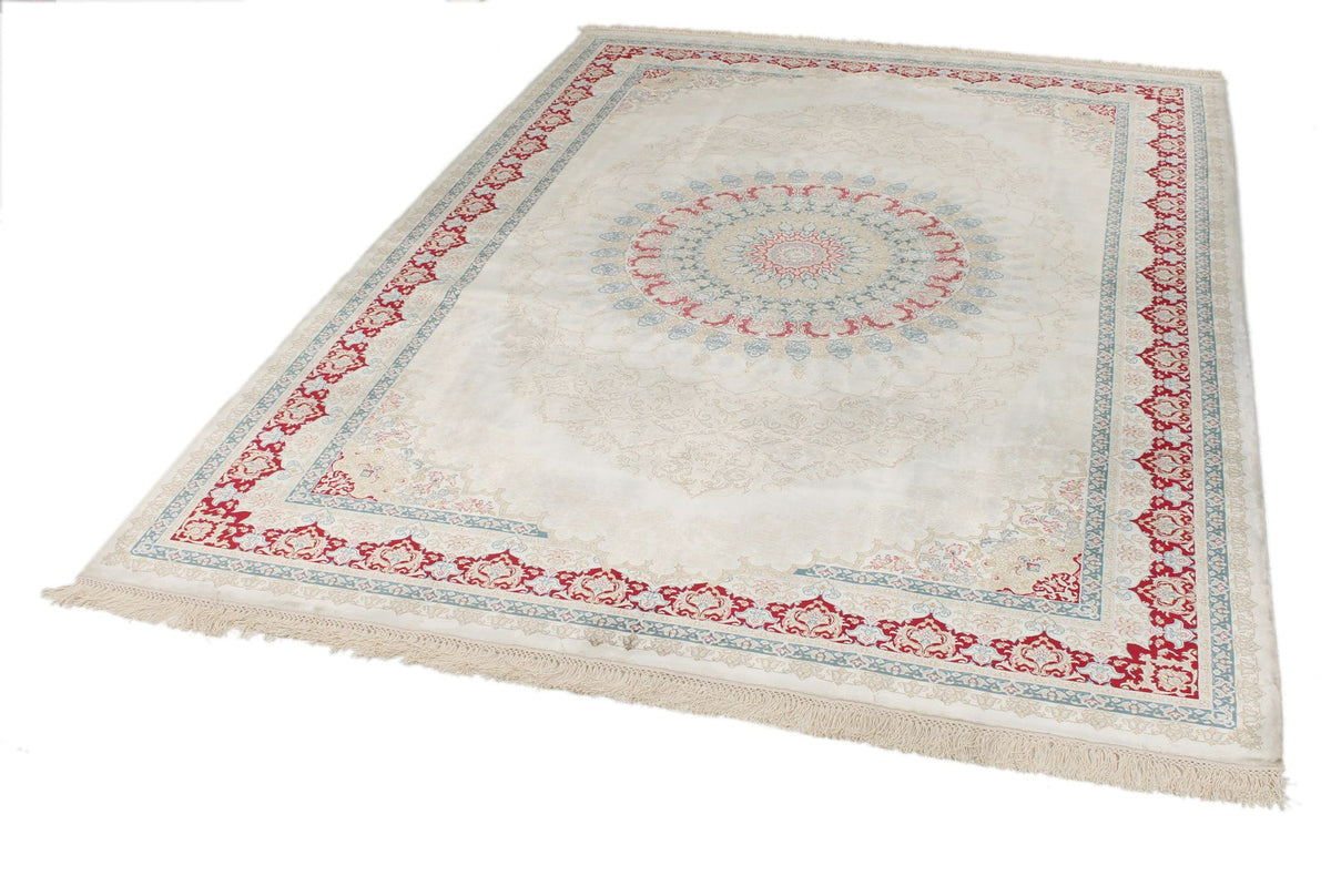 6x8 Ivory and Red Turkish Antep Rug