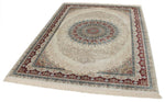 6x8 Ivory and Red Turkish Antep Rug