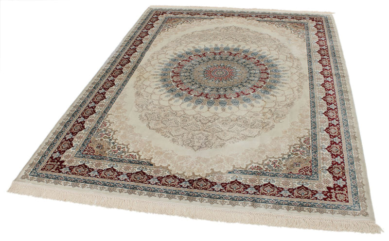 6x8 Ivory and Red Turkish Antep Rug