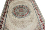 6x8 Ivory and Red Turkish Antep Rug