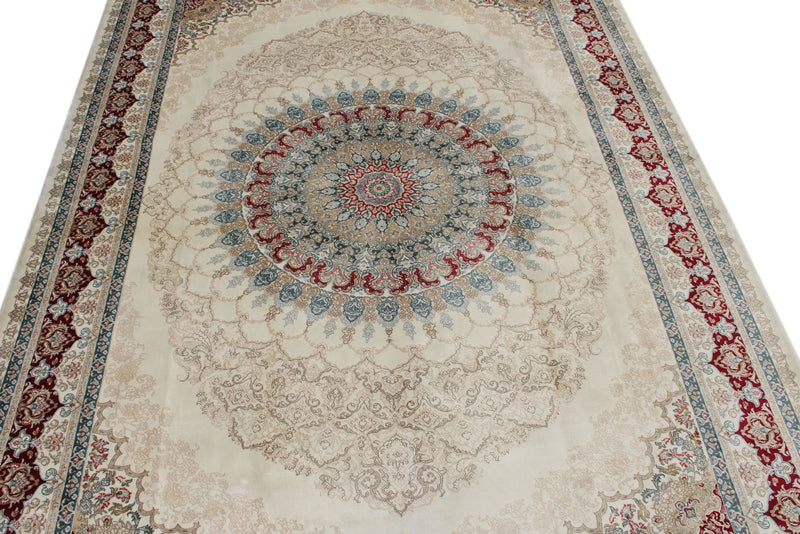 6x8 Ivory and Red Turkish Antep Rug