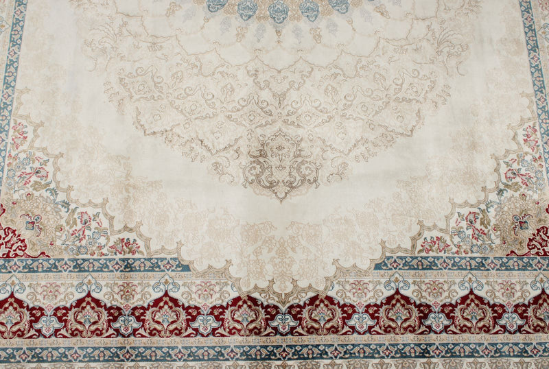 6x8 Ivory and Red Turkish Antep Rug
