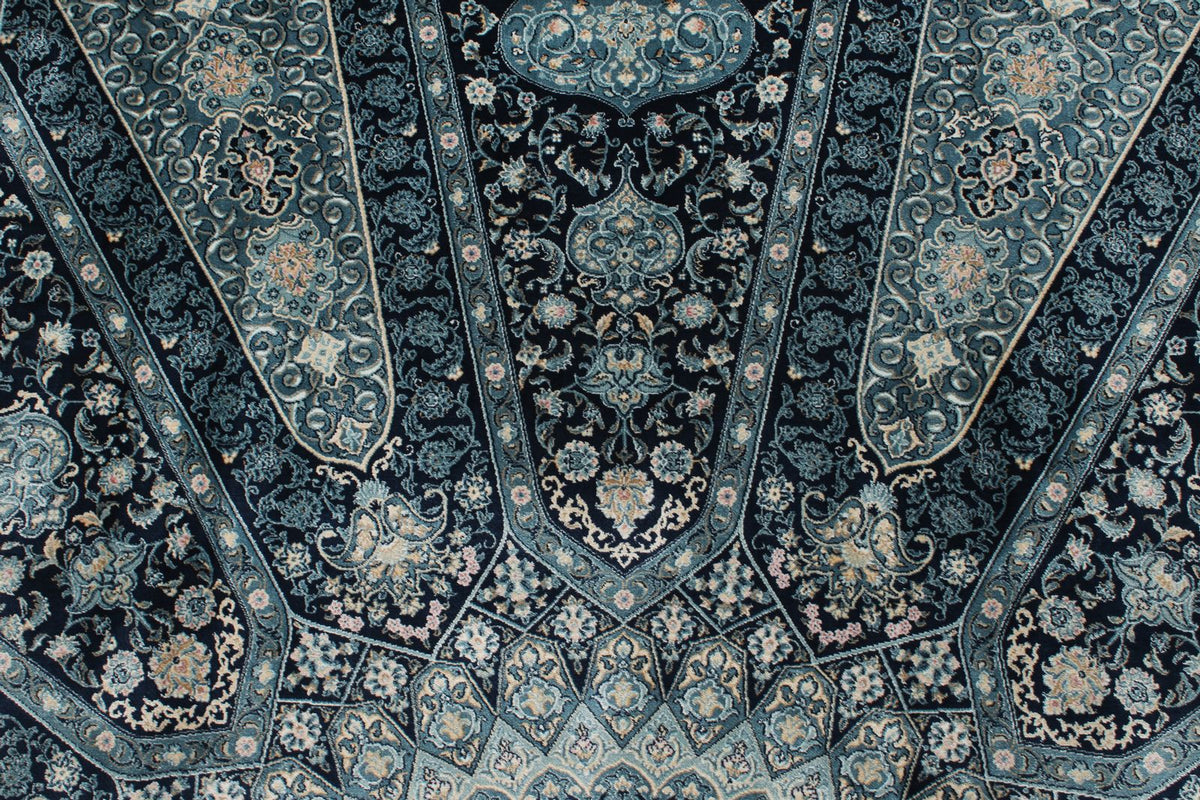 6x8 Navy and Multicolor Turkish Antep Rug