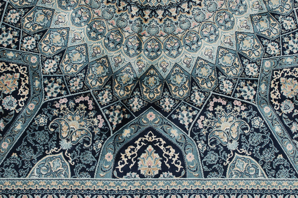 6x8 Navy and Multicolor Turkish Antep Rug