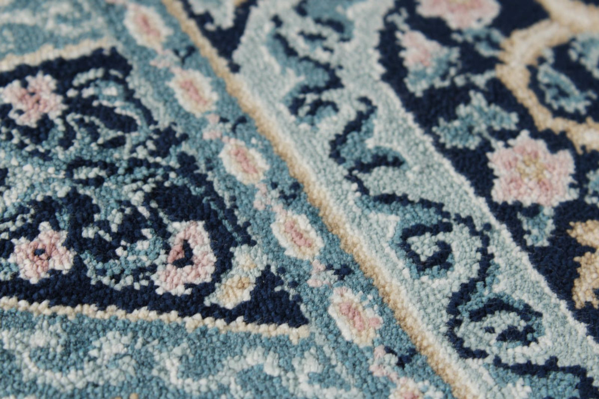 6x8 Navy and Multicolor Turkish Antep Rug