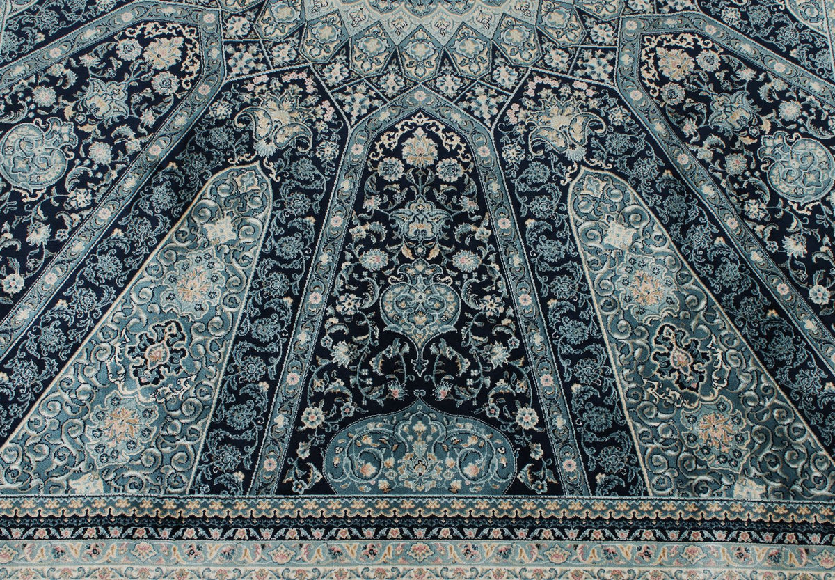 6x8 Navy and Multicolor Turkish Antep Rug