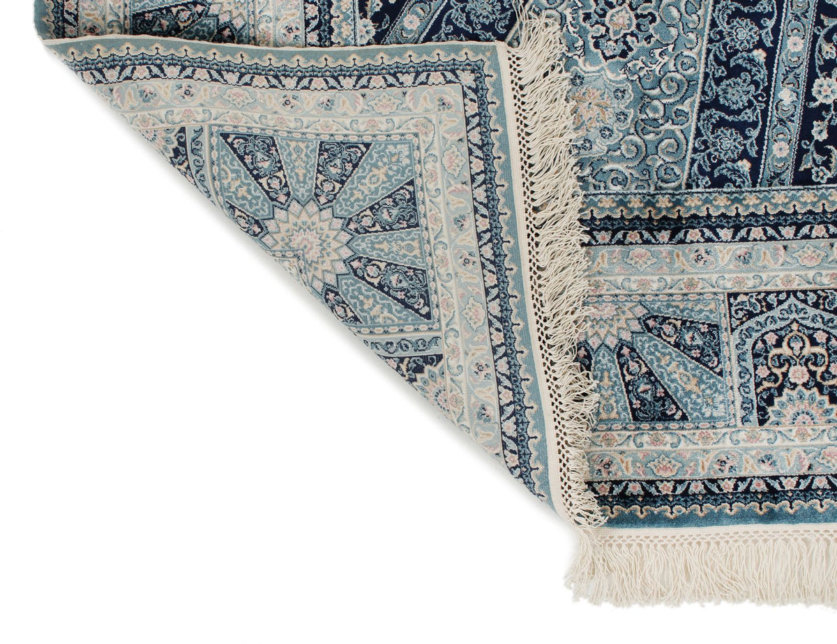 6x8 Navy and Multicolor Turkish Antep Rug