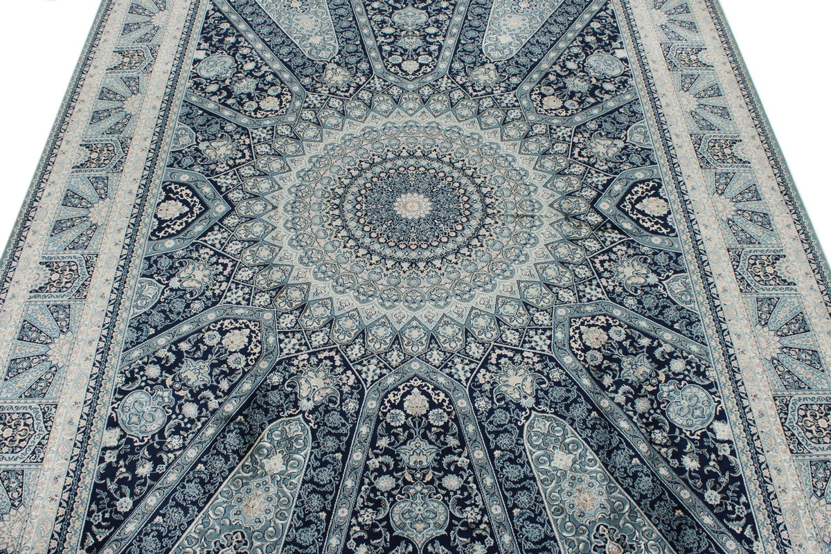 6x8 Navy and Multicolor Turkish Antep Rug