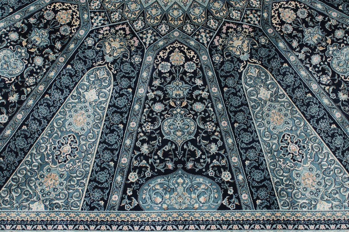 6x8 Navy and Multicolor Turkish Antep Rug