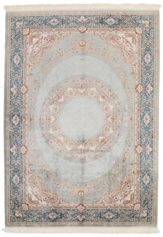 6x8 Gray and Blue Turkish Antep Rug