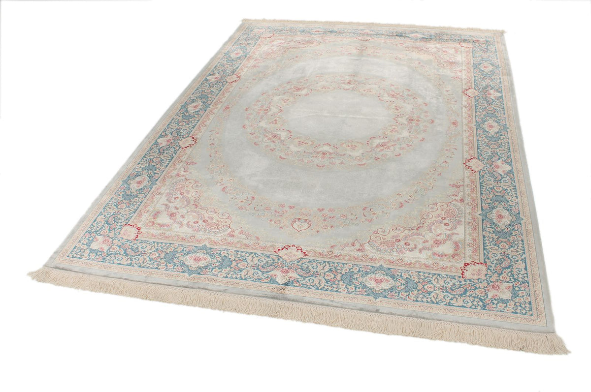 6x8 Gray and Blue Turkish Antep Rug