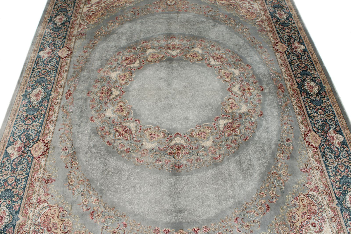 6x8 Gray and Blue Turkish Antep Rug