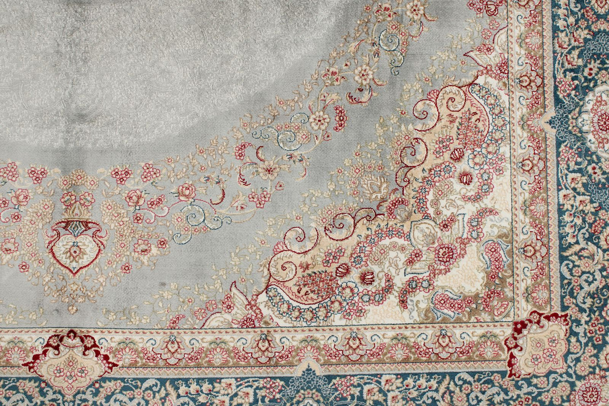 6x8 Gray and Blue Turkish Antep Rug
