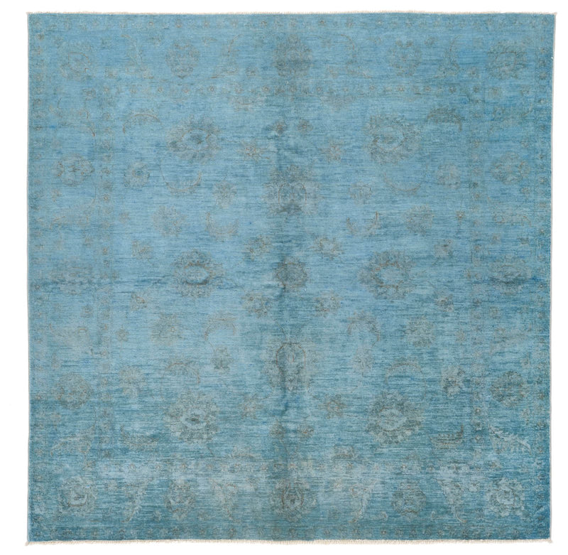 7x7 Blue and Gray Anatolian Traditional Rug