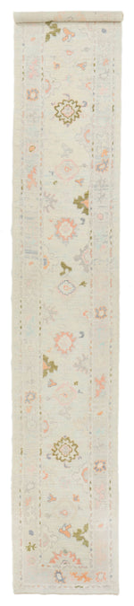 3x16 Ivory and Beige Turkish Oushak Runner