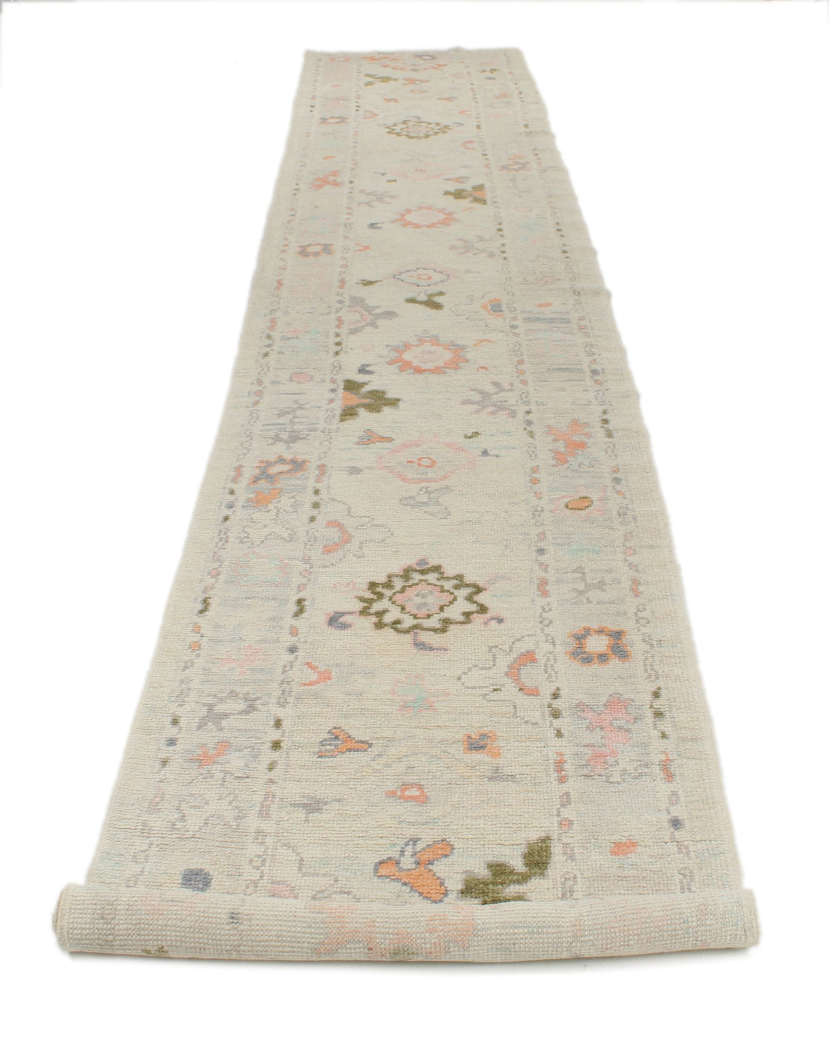 3x16 Ivory and Beige Turkish Oushak Runner