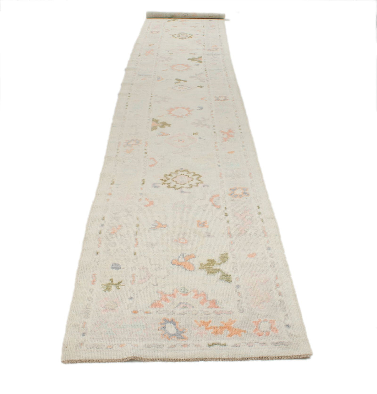 3x16 Ivory and Beige Turkish Oushak Runner
