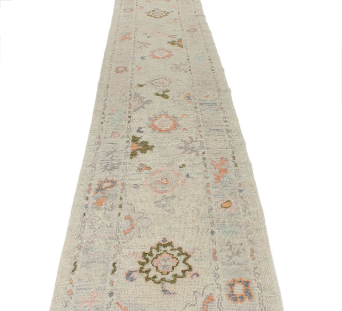 3x16 Ivory and Beige Turkish Oushak Runner