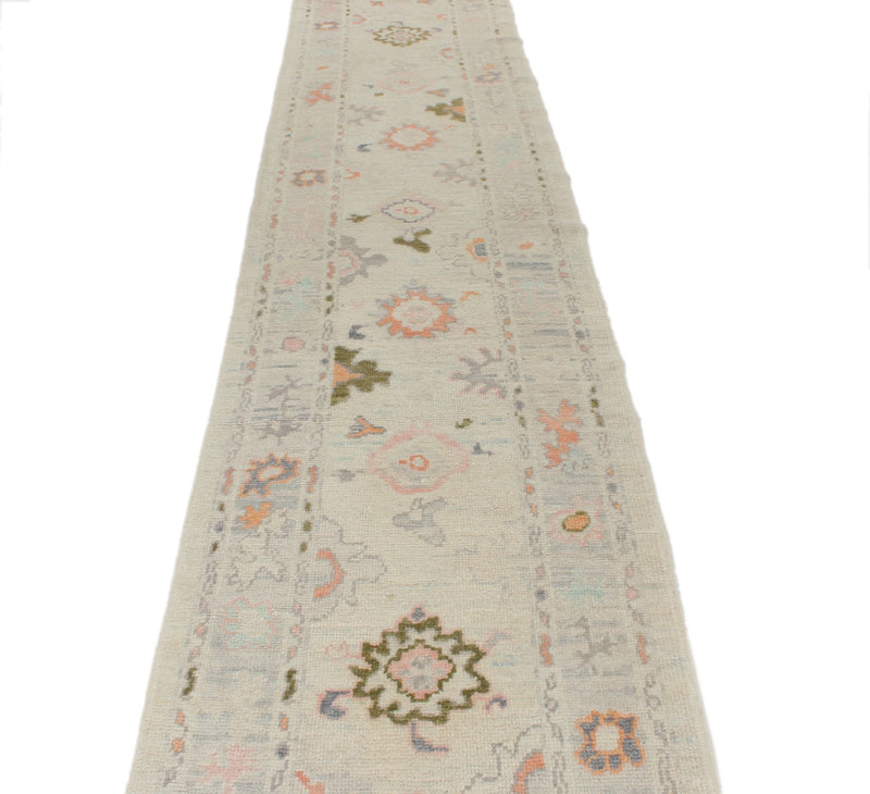 3x16 Ivory and Beige Turkish Oushak Runner