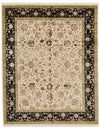 8x10 Ivory and Black Turkish Silk Rug