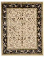 8x10 Ivory and Black Turkish Silk Rug