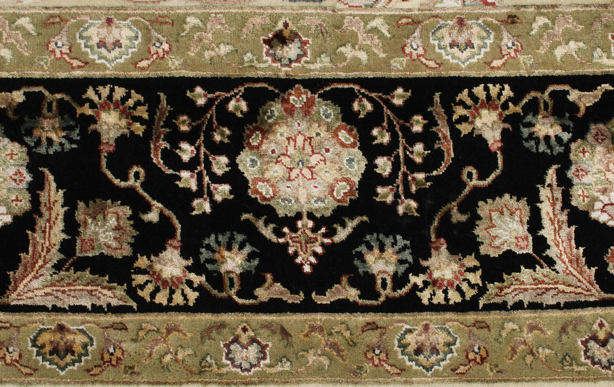 8x10 Ivory and Black Turkish Silk Rug