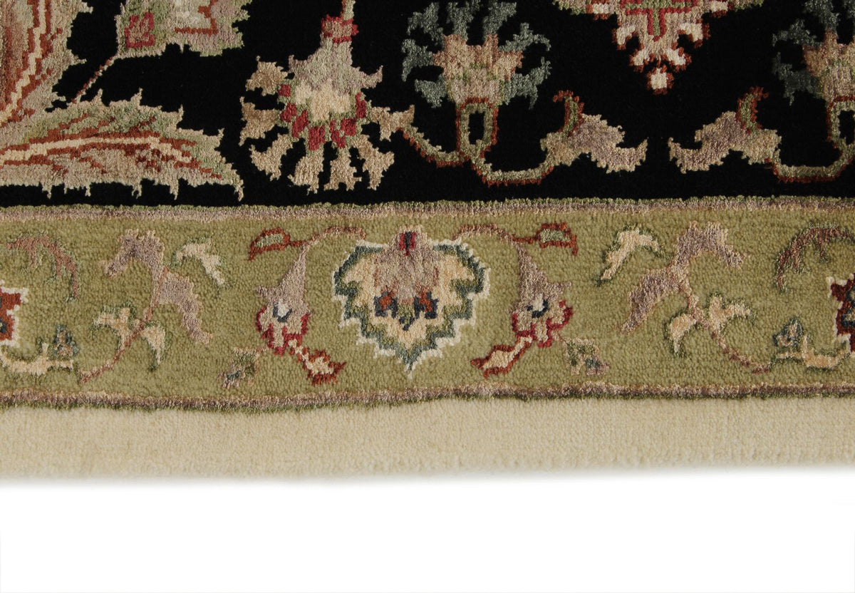 8x10 Ivory and Black Turkish Silk Rug