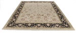 8x10 Ivory and Black Turkish Silk Rug
