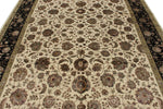 8x10 Ivory and Black Turkish Silk Rug