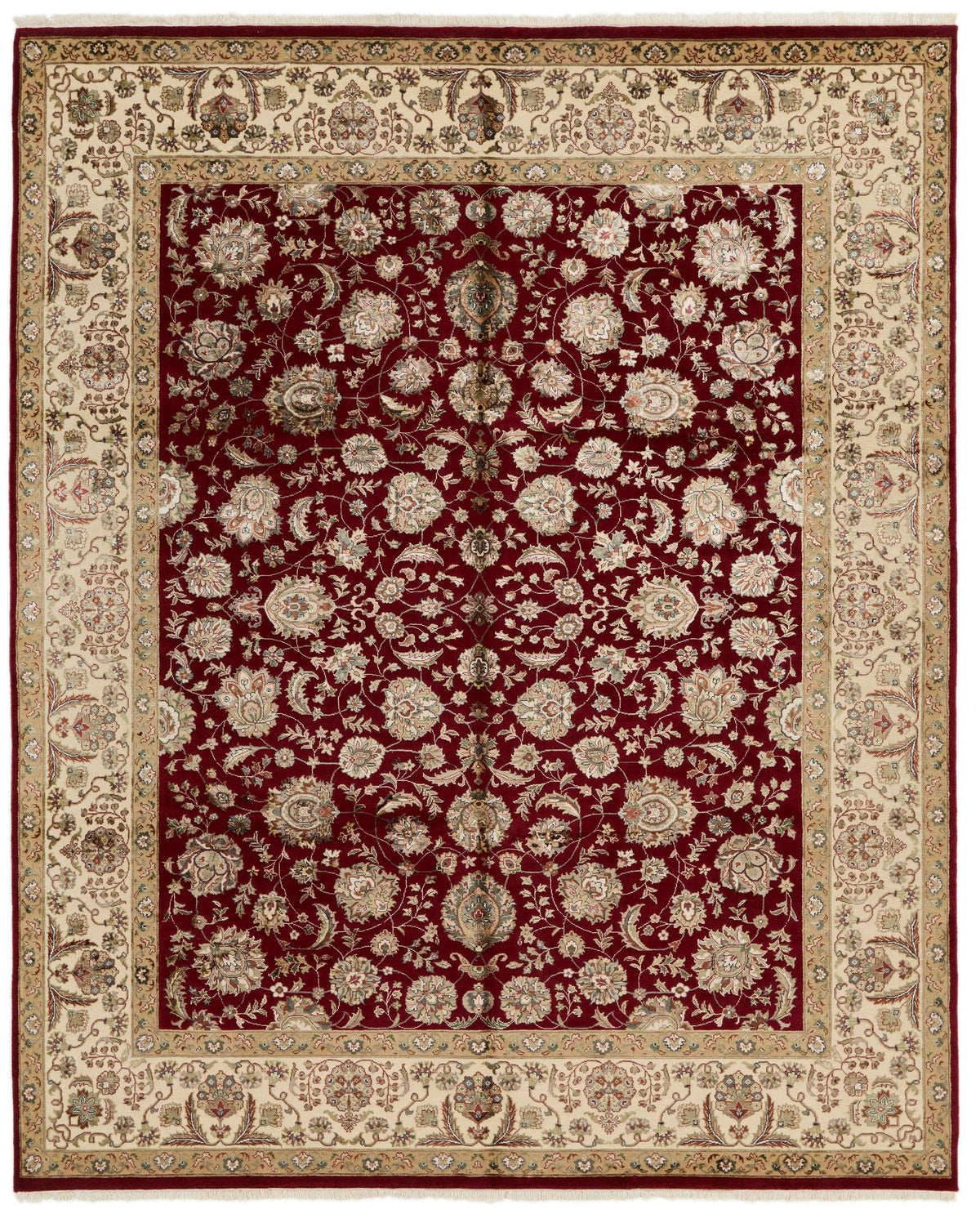 8x10 Red and Ivory Turkish Silk Rug