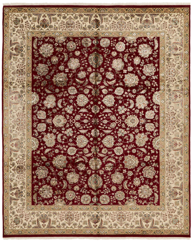 8x10 Red and Ivory Turkish Silk Rug