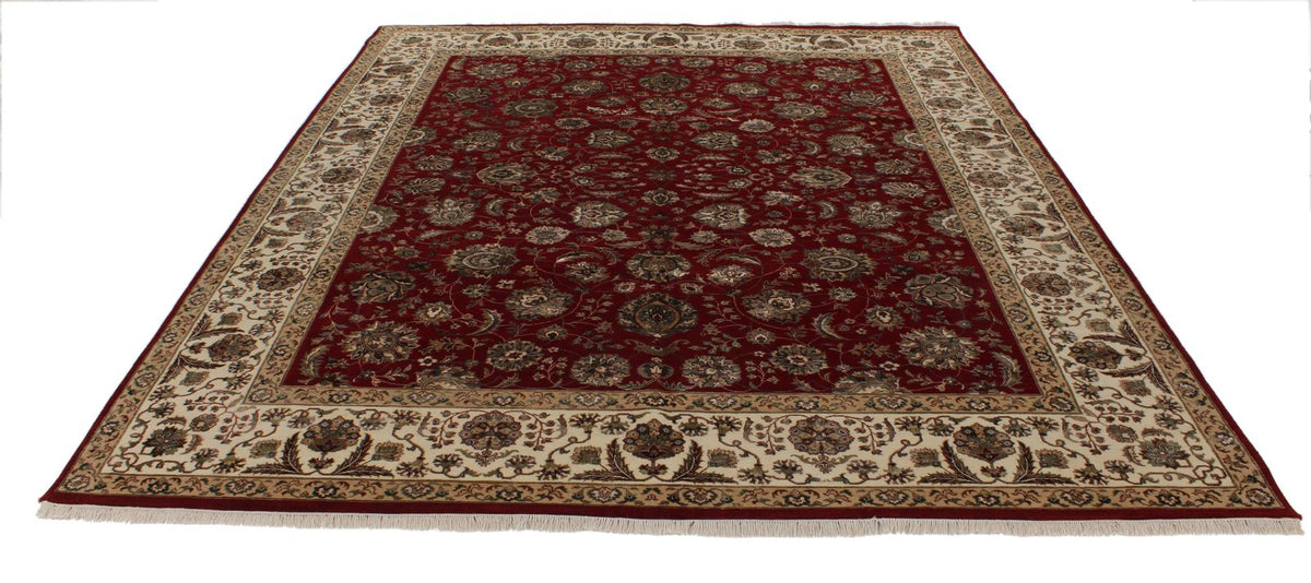 8x10 Red and Ivory Turkish Silk Rug